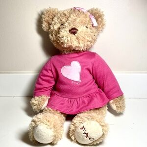 FAO Schwarz Toys R Us 2012 Girl Teddy Bear 15” Plush Pink Dress Stuffed Toy